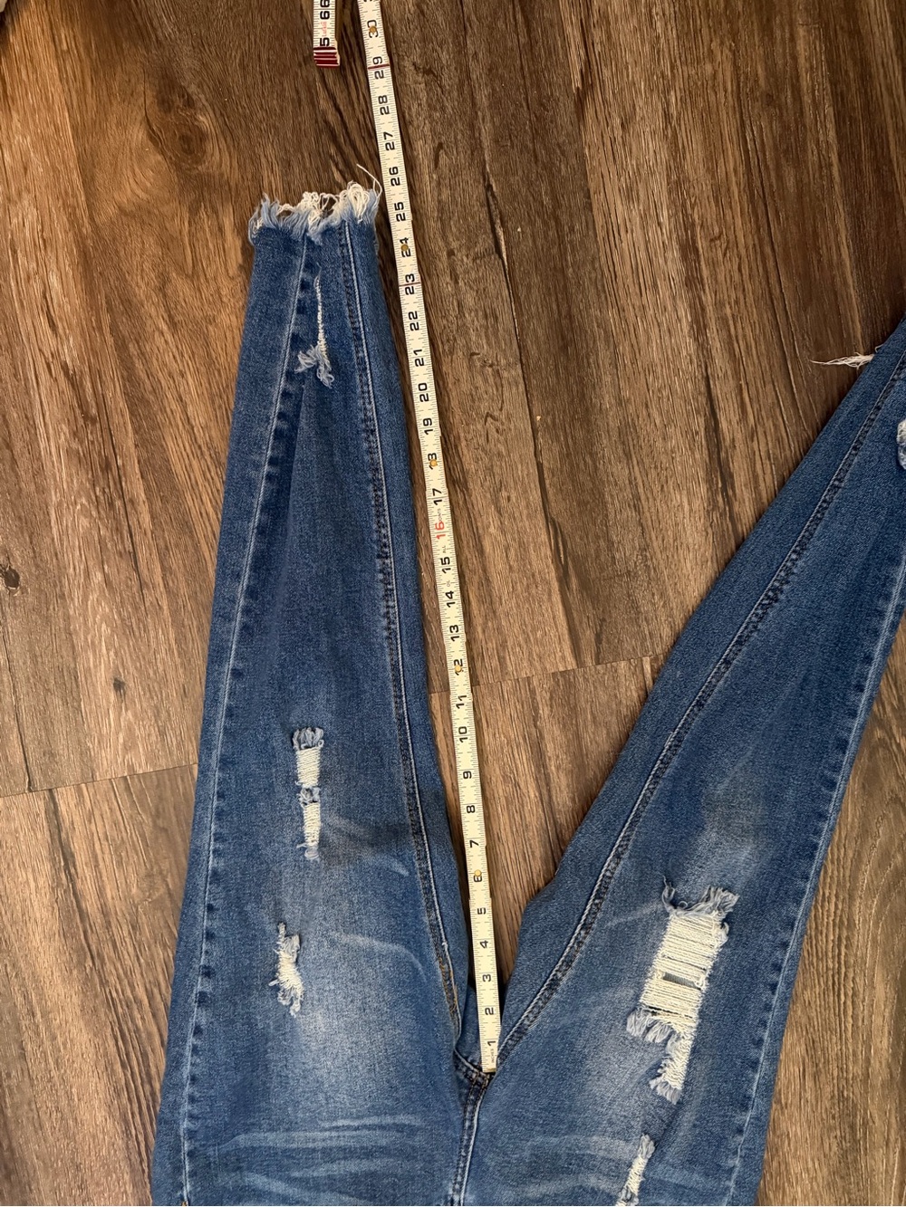 Wax Jean Los Angeles Distressed Skinny Raw Hem Jeans Size 16 Blue Denim - Picture 3 of 6
